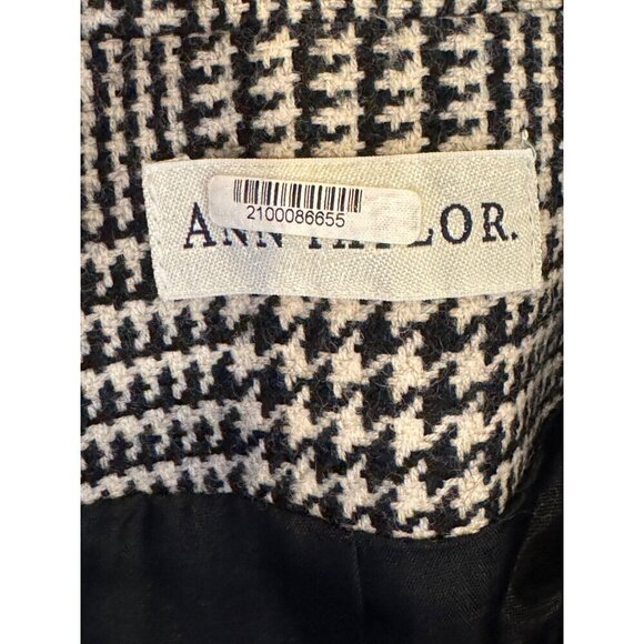 Ann Taylor Blazer Women 6 Black White Plaid Wool Single Breasted 4 Button Close - Picture 8 of 11